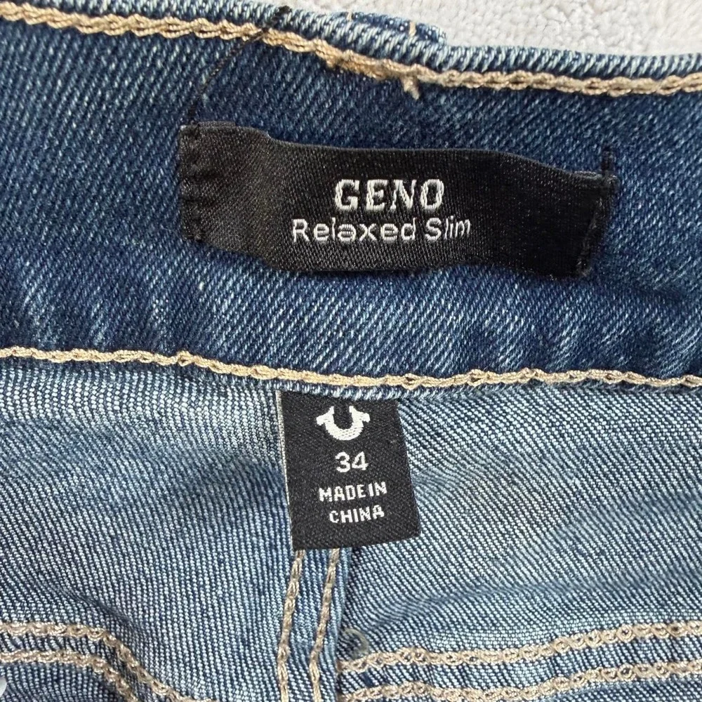 True Religion Geno Flap Relaxed Slim Jeans Men's 34x32 - Paint Stained